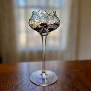 PartyLite Mosaic Calypso Stemmed Tealight Votive Holder Colorful Glass